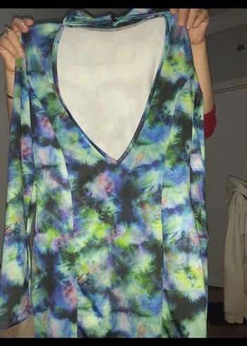 Çok Renkli Uzun Kollu batik elbise - Görsel 4