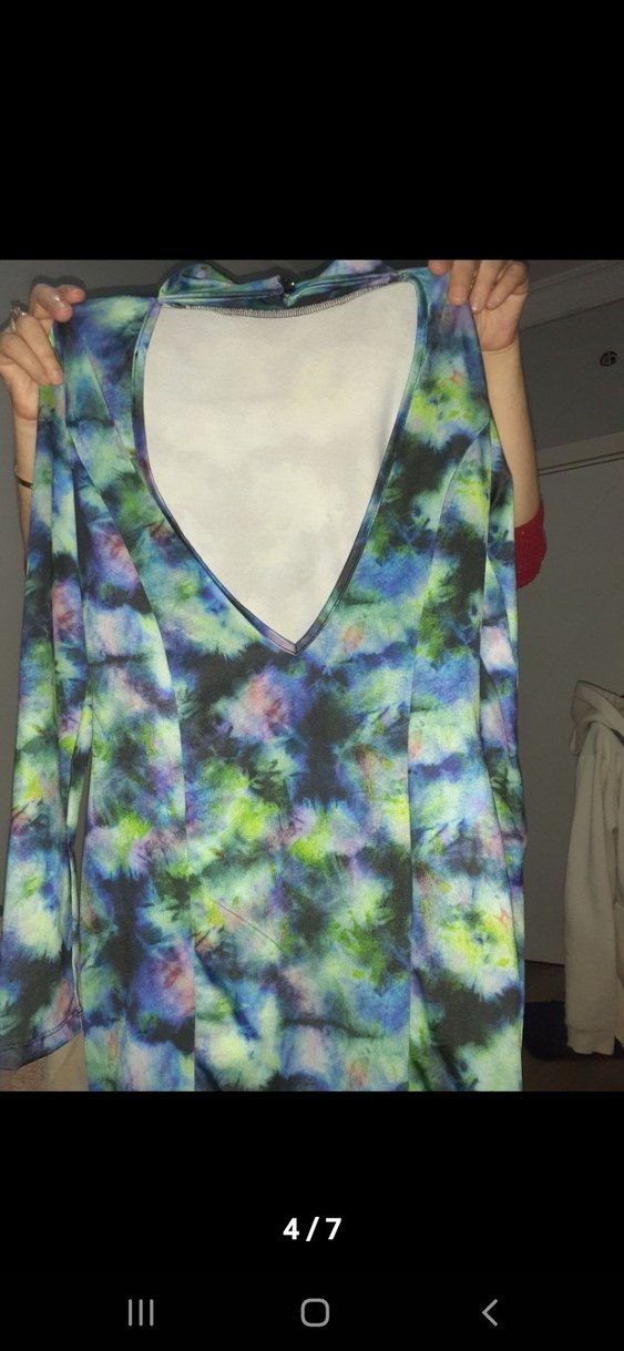 Çok Renkli Uzun Kollu batik elbise - Görsel 4