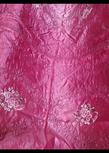 İşlemeli Parlak Pembe pike - Görsel 6
