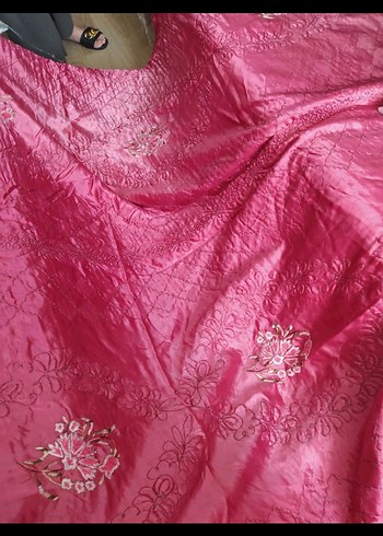 İşlemeli Parlak Pembe pike - Görsel 3