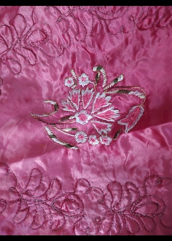 İşlemeli Parlak Pembe pike - Görsel 2