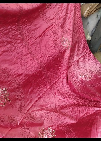 İşlemeli Parlak Pembe pike - Görsel 4