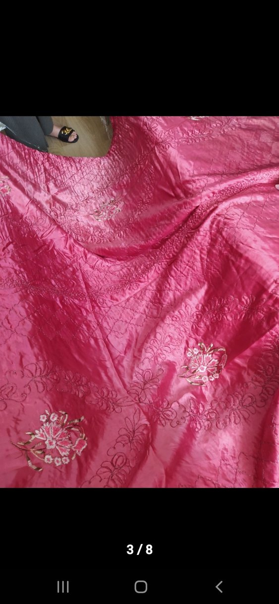 İşlemeli Parlak Pembe pike - Görsel 3