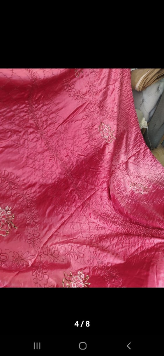 İşlemeli Parlak Pembe pike - Görsel 4