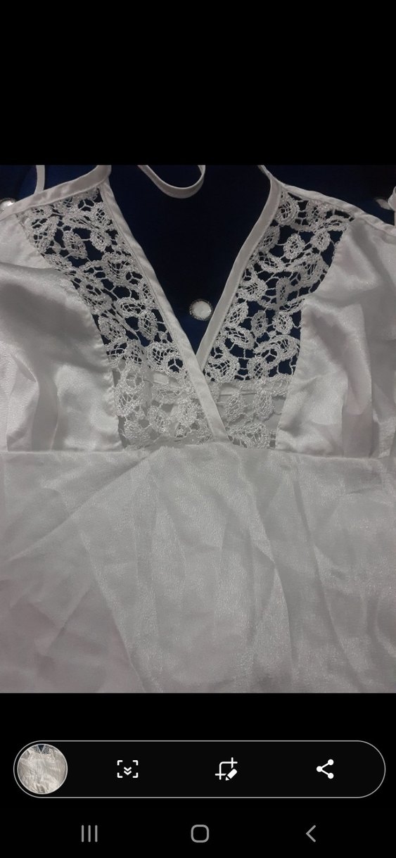 Dantel Detaylı Beyaz Midi Gecelik - Görsel 4