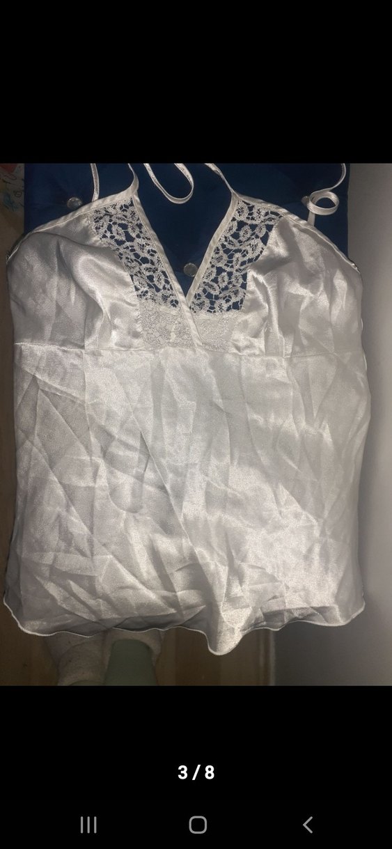 Dantel Detaylı Beyaz Midi Gecelik - Görsel 3