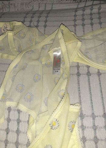 Sarı Çiçek Desenli Midi Sütyen Takımı - Görsel 6