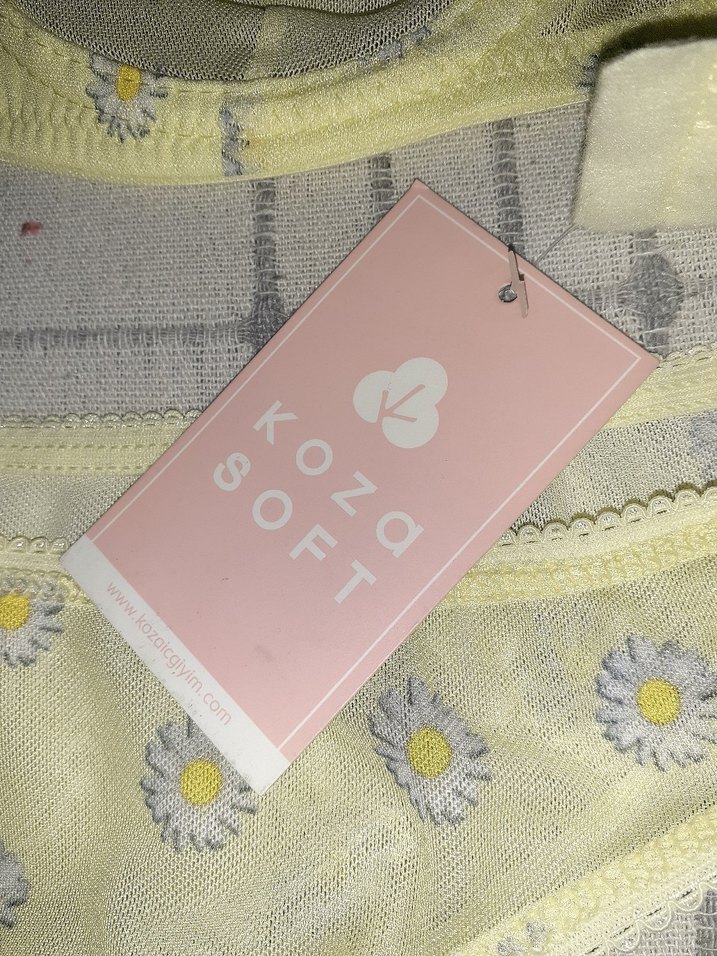 Sarı Çiçek Desenli Midi Sütyen Takımı - Görsel 4