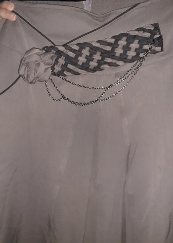 Drapeli Bej Uzun Keten Etek - Görsel 2