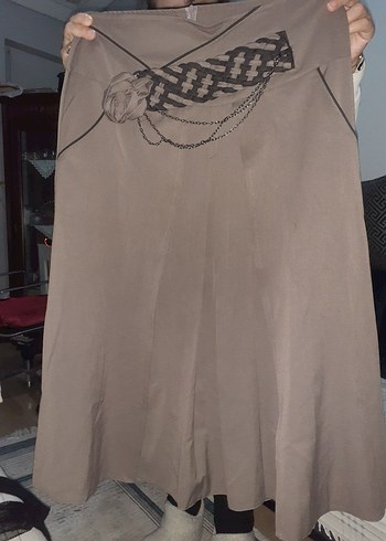 Drapeli Bej Uzun Keten Etek - Görsel 3