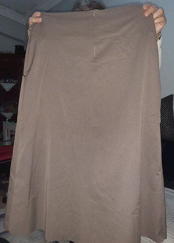 Drapeli Bej Uzun Keten Etek - Görsel 5