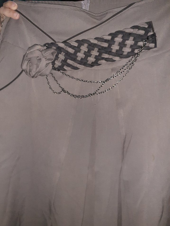 Drapeli Bej Uzun Keten Etek - Görsel 2