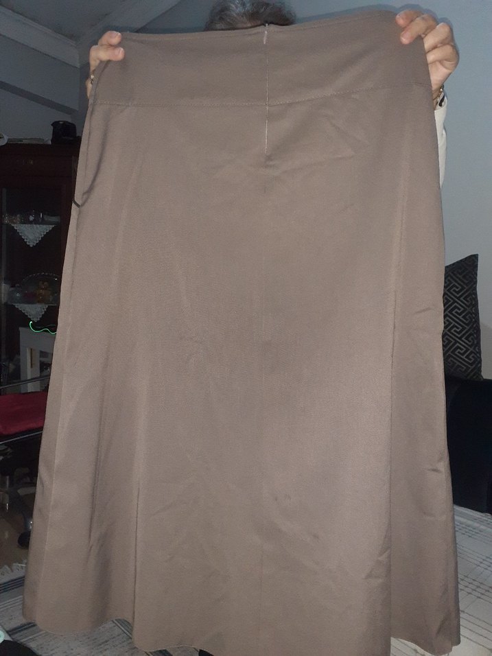 Drapeli Bej Uzun Keten Etek - Görsel 5