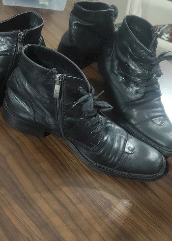 Klasik Siyah Deri Erkek Bot - Görsel 3