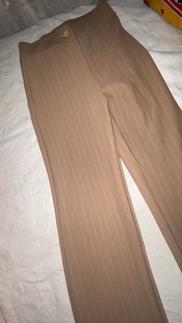 Bej Pilili Kadın Kumaş Pantolon - Görsel 2