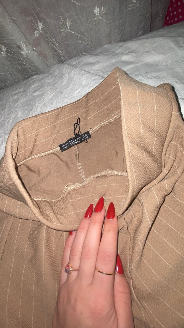 Bej Pilili Kadın Kumaş Pantolon - Görsel 3