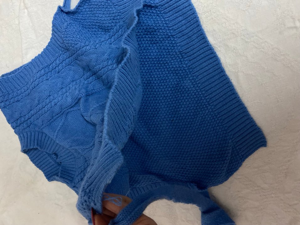 Bohem Mavi Örgü Kadın Süveter - Görsel 3