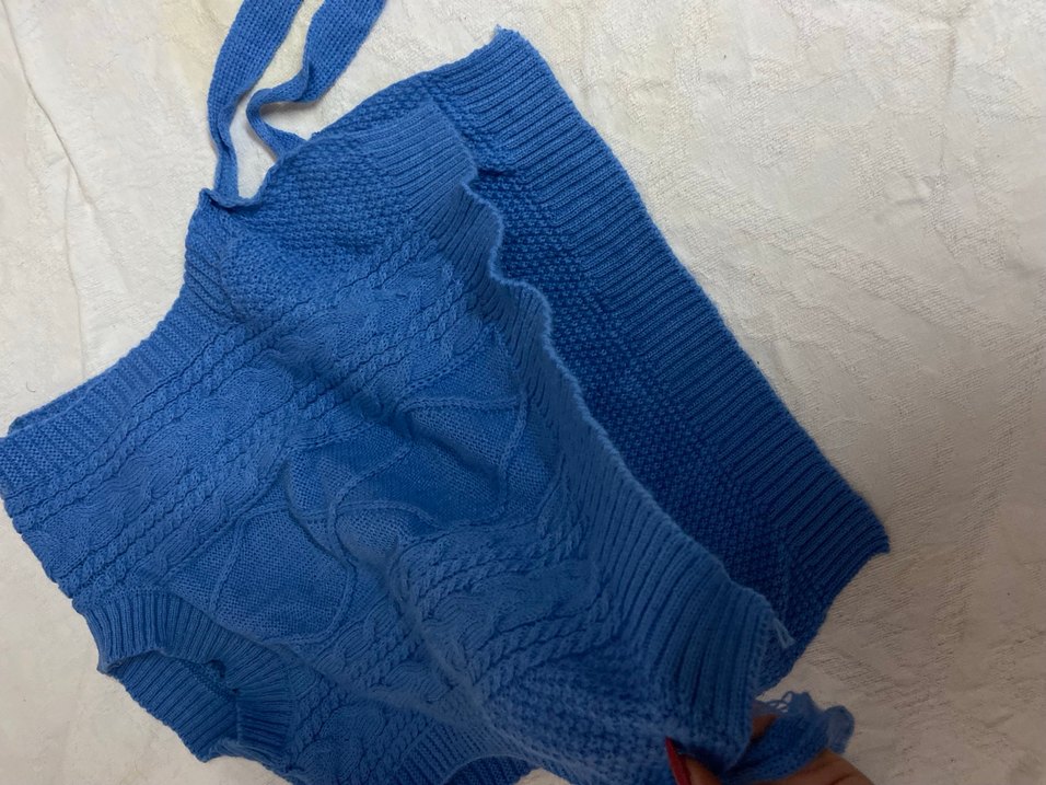 Bohem Mavi Örgü Kadın Süveter - Görsel 2