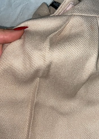 Bej Kadın Uzun Saten Kumaş Pantolon - Görsel 2