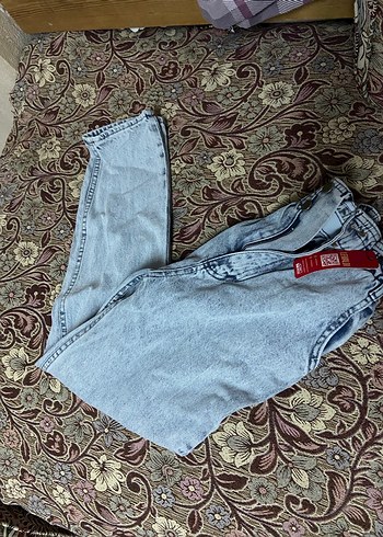 Gri Bol Kesim Midi Kot Pantolon - Görsel 3