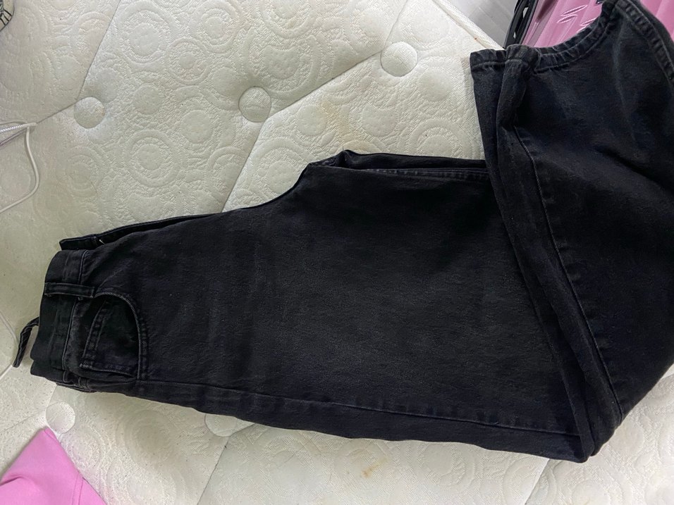 Kadın Siyah Bol Kesim baggy Denim Pantolon - Görsel 4