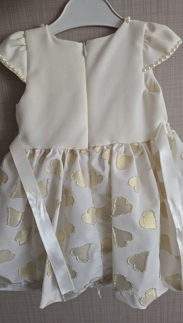 Beyaz İnci Detaylı Nakışlı Kız Elbisesi - Görsel 2