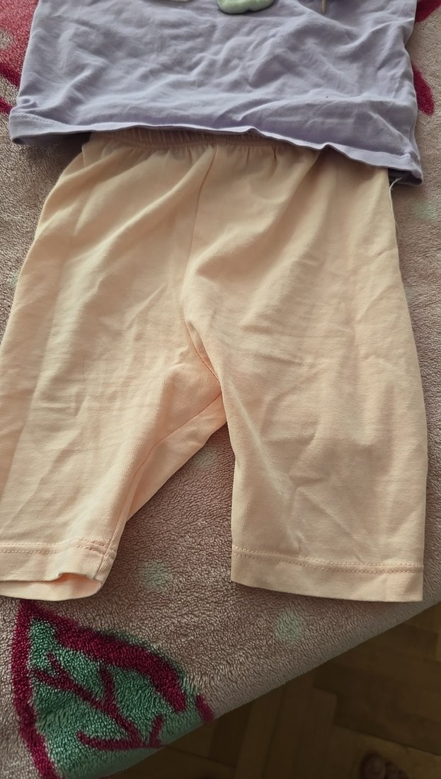 Düğmeli Mor Kısa Kollu Bebek Takımı - Görsel 2