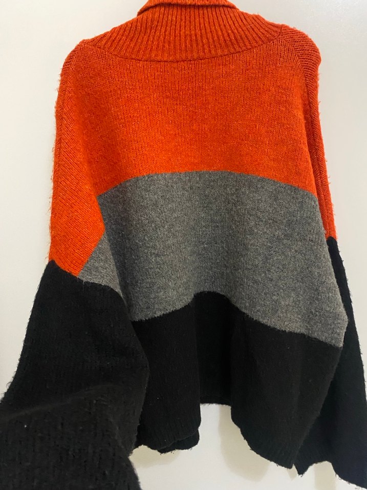 Kadın Gri Renkli Boğazlı Oversize Triko Kazak - Görsel 2