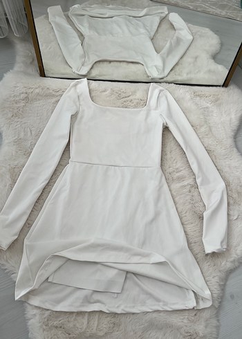 Kare yaka mini elbıse - Görsel 3