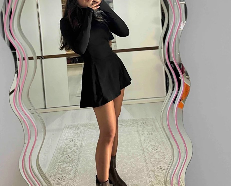 Siyah Yüksek Yakalı Mini Gotik Elbise - Görsel 5