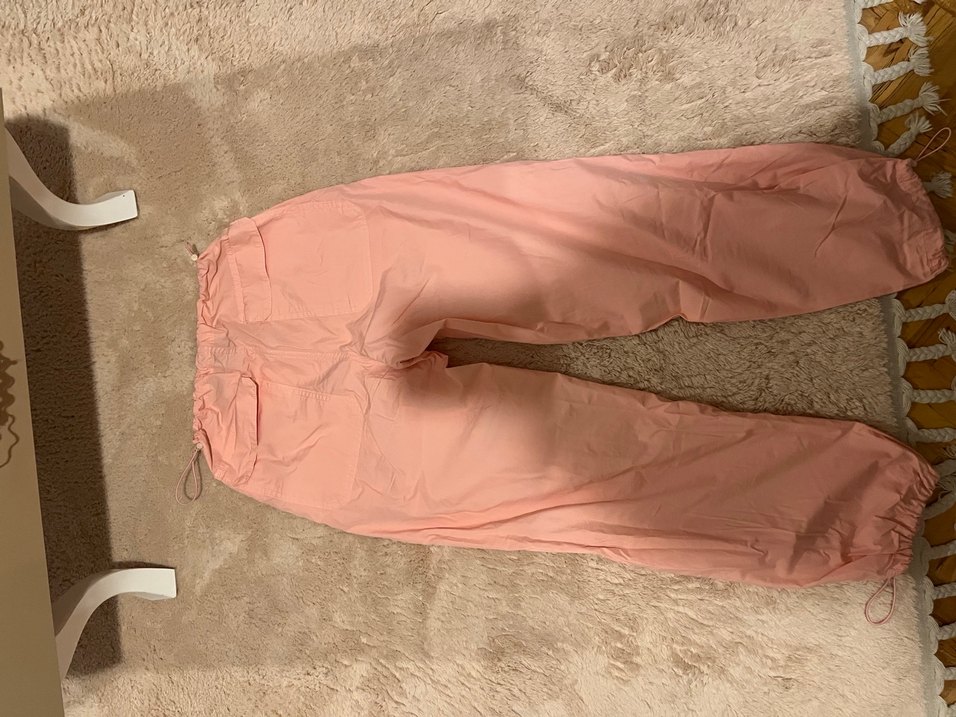 kadın Pembe Rahat Kesim Paraşüt pantolon - Görsel 5