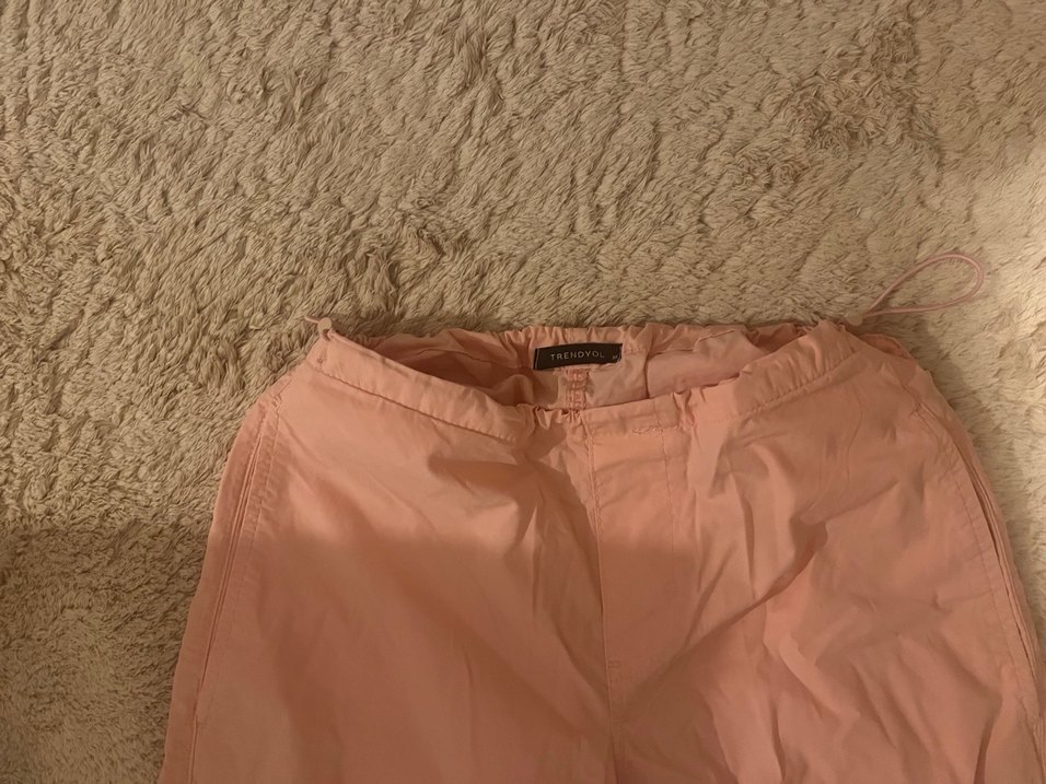 kadın Pembe Rahat Kesim Paraşüt pantolon - Görsel 4