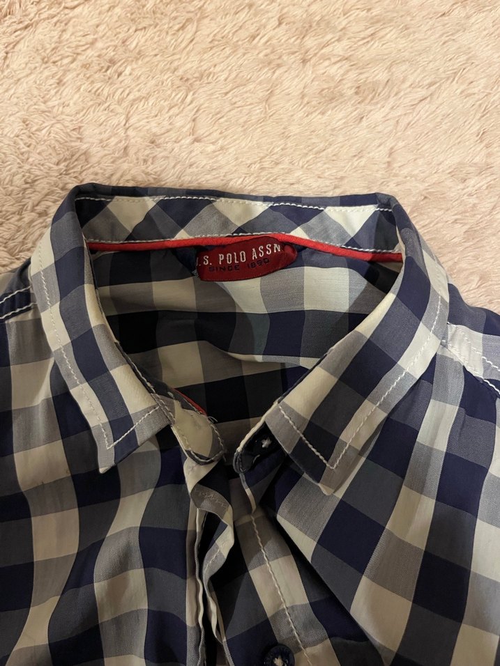 Kadın Lacivert Kareli Uzun Kollu Gömlek - Görsel 4