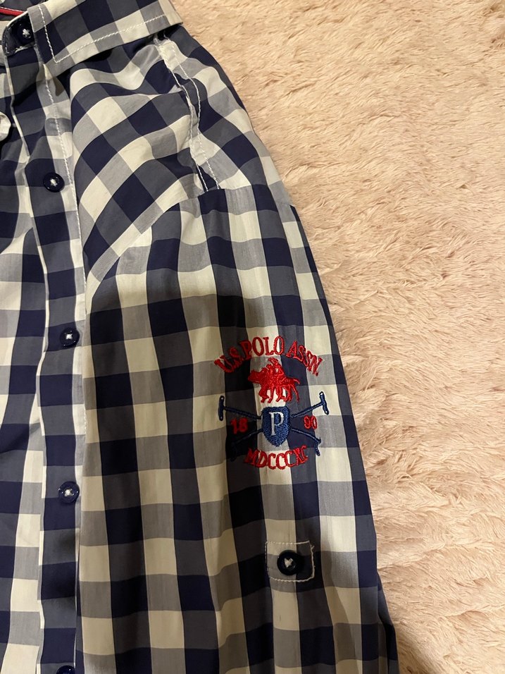 Kadın Lacivert Kareli Uzun Kollu Gömlek - Görsel 3