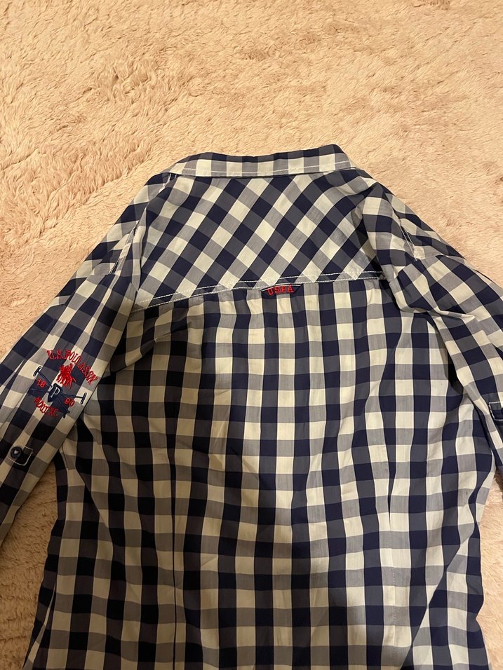 Kadın Lacivert Kareli Uzun Kollu Gömlek - Görsel 2