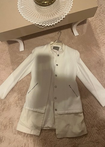 Düğmeli Beyaz Kadın Blazer Ceket - Görsel 3