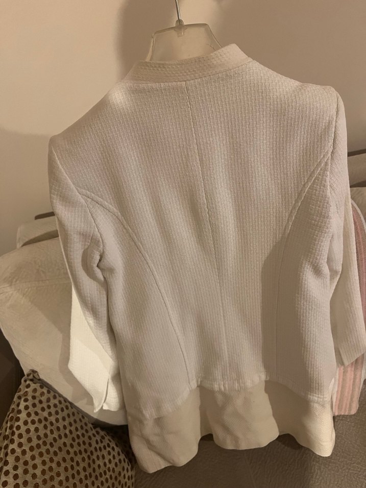 Düğmeli Beyaz Kadın Blazer Ceket - Görsel 4