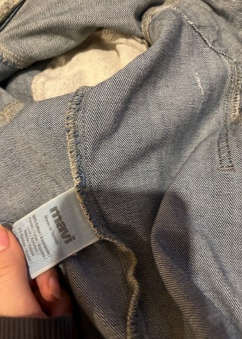 Gri Kapüşonlu Düğmeli Kadın Denim Ceket - Görsel 6