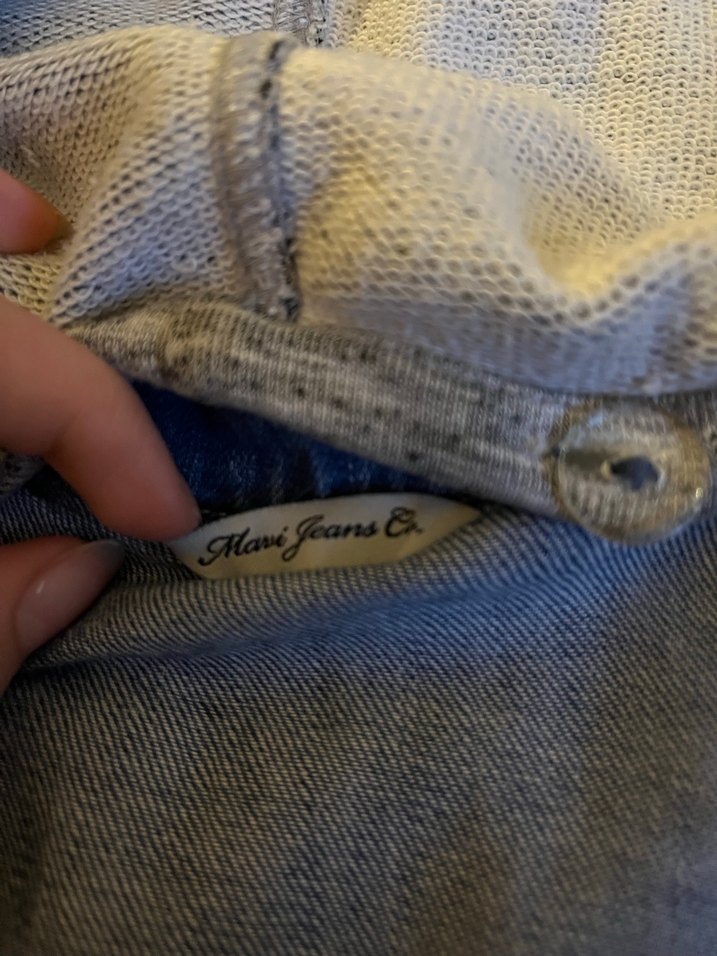 Gri Kapüşonlu Düğmeli Kadın Denim Ceket - Görsel 2