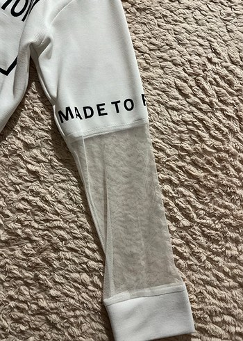 Kadın Beyaz Baskılı Uzun Kollu tişört - Görsel 3