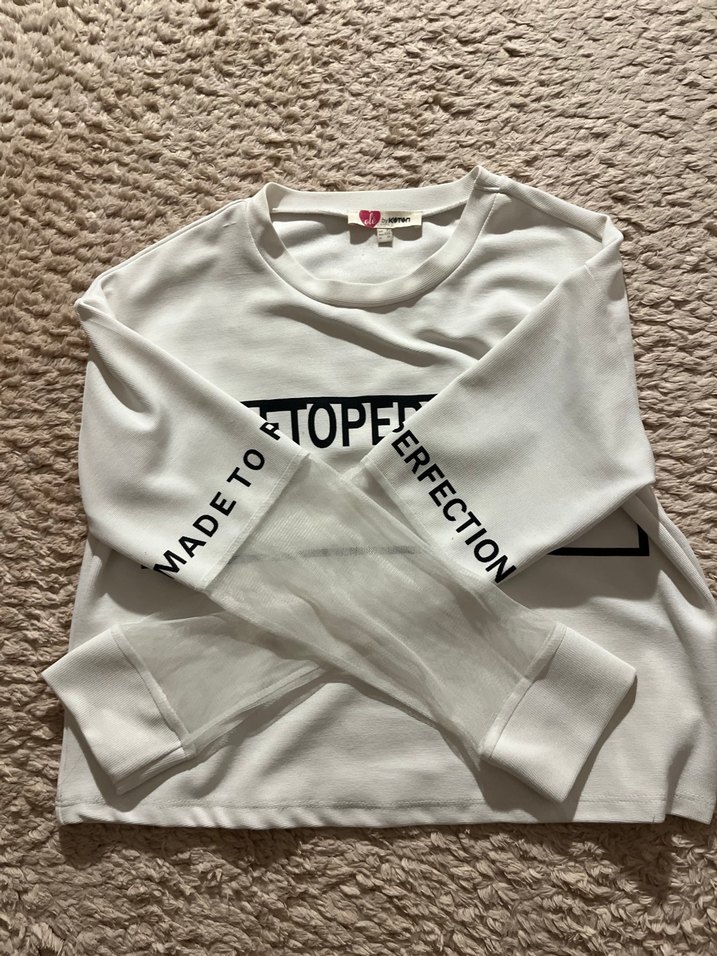 Kadın Beyaz Baskılı Uzun Kollu tişört - Görsel 5