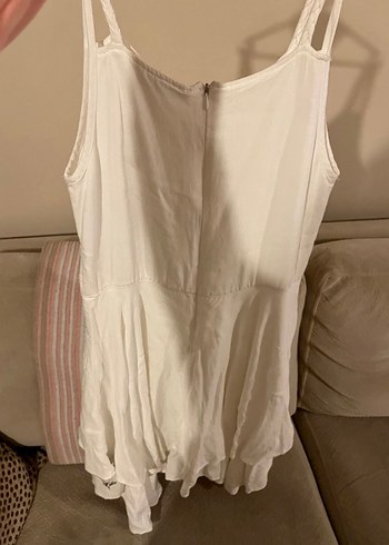 Beyaz Keten Fırfırlı Elbise 13 Yaş - Görsel 2