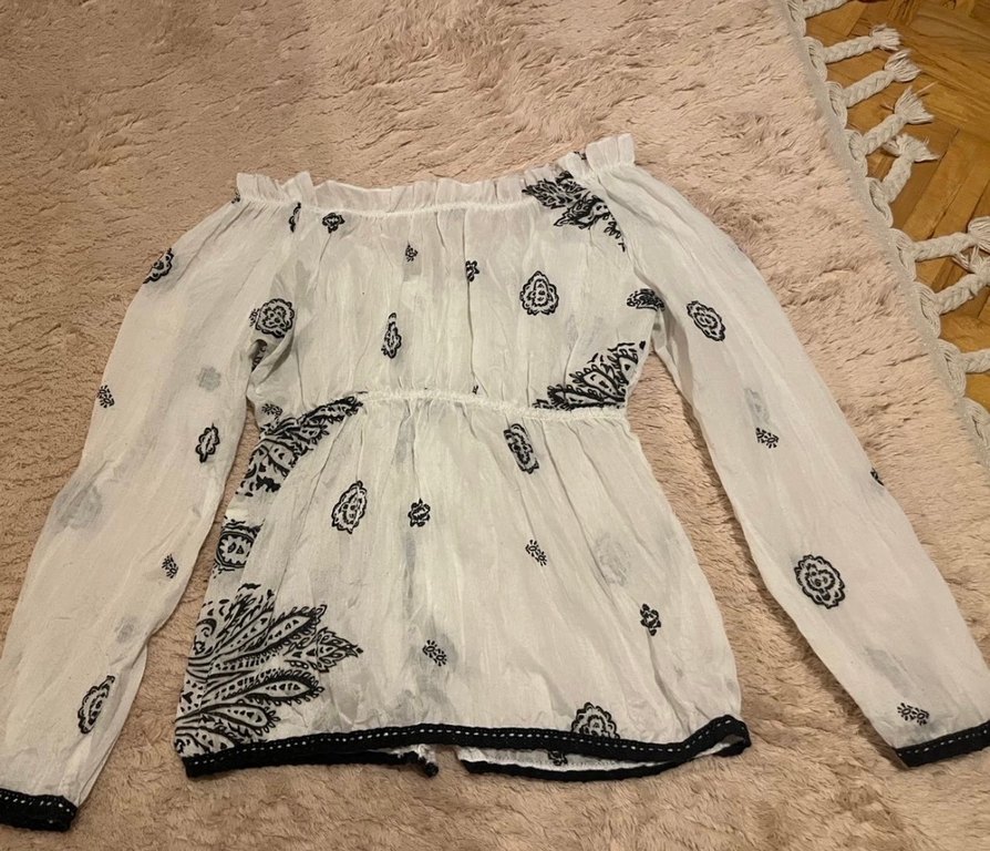 Düğmeli Bohem Nakışlı Kadın Bluz - Görsel 3