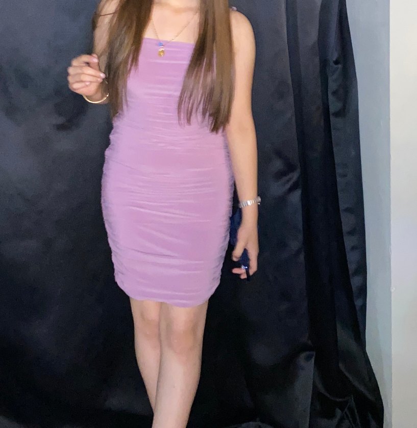 Mor Straplez Mini Elbise - Görsel 2