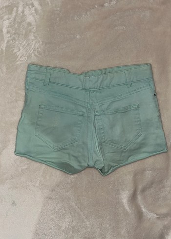 Düğmeli Turkuaz Mini Denim Şort - Görsel 2