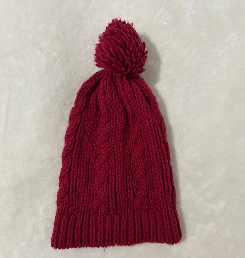 Bordo Örgü Kadın Bere Ponponlu - Görsel 2