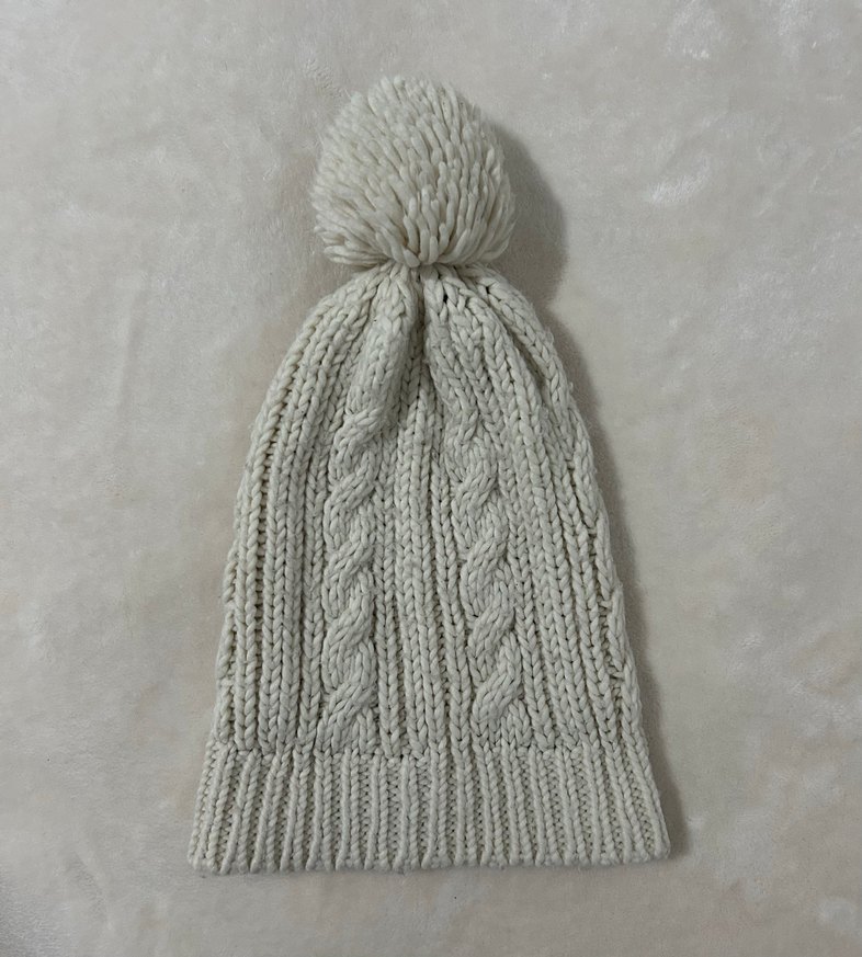 Beyaz Örgü Kadın Bere Ponponlu - Görsel 2