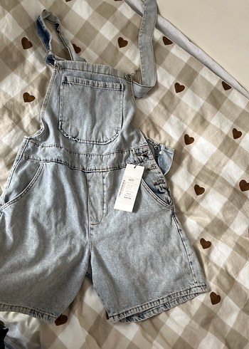 Gri Kot Kadın Kısa Salopet - Görsel 3