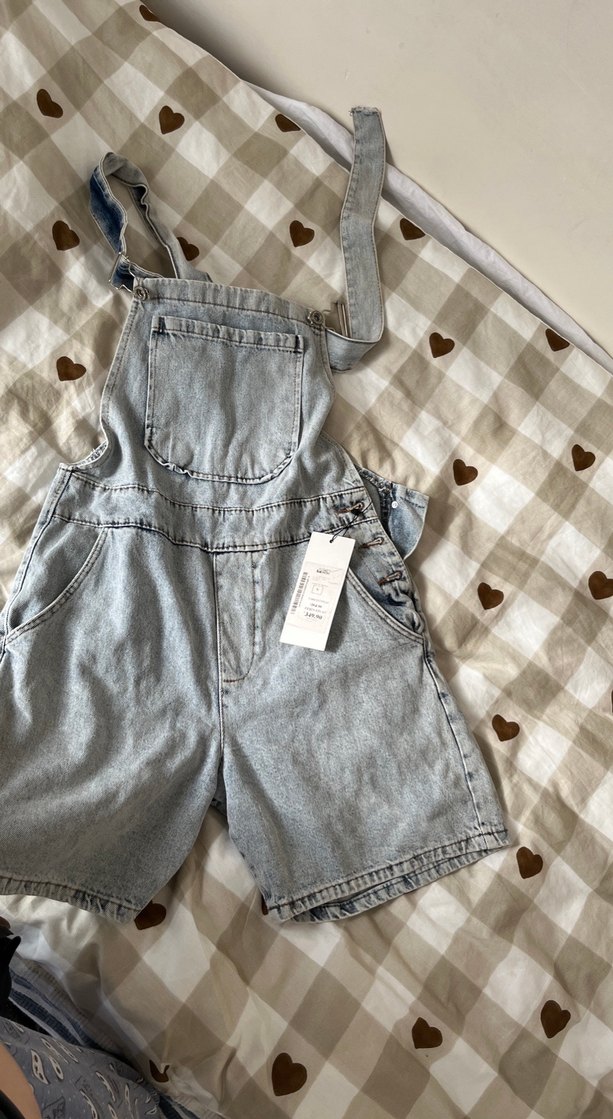 Gri Kot Kadın Kısa Salopet - Görsel 3