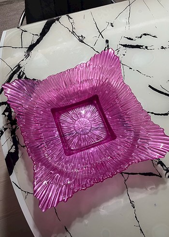 Soyut desenli pembe çağdaş tabak - Görsel 2